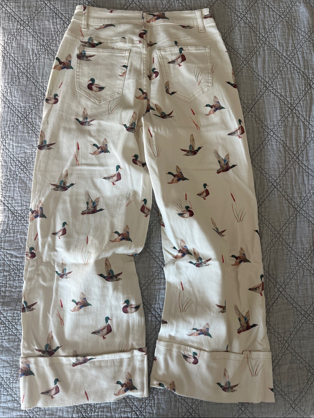 NWT SOLD OUT Viral Western Style Mallard Duck Print Cuffed Hem Jeans Pants - Picture 10 of 10